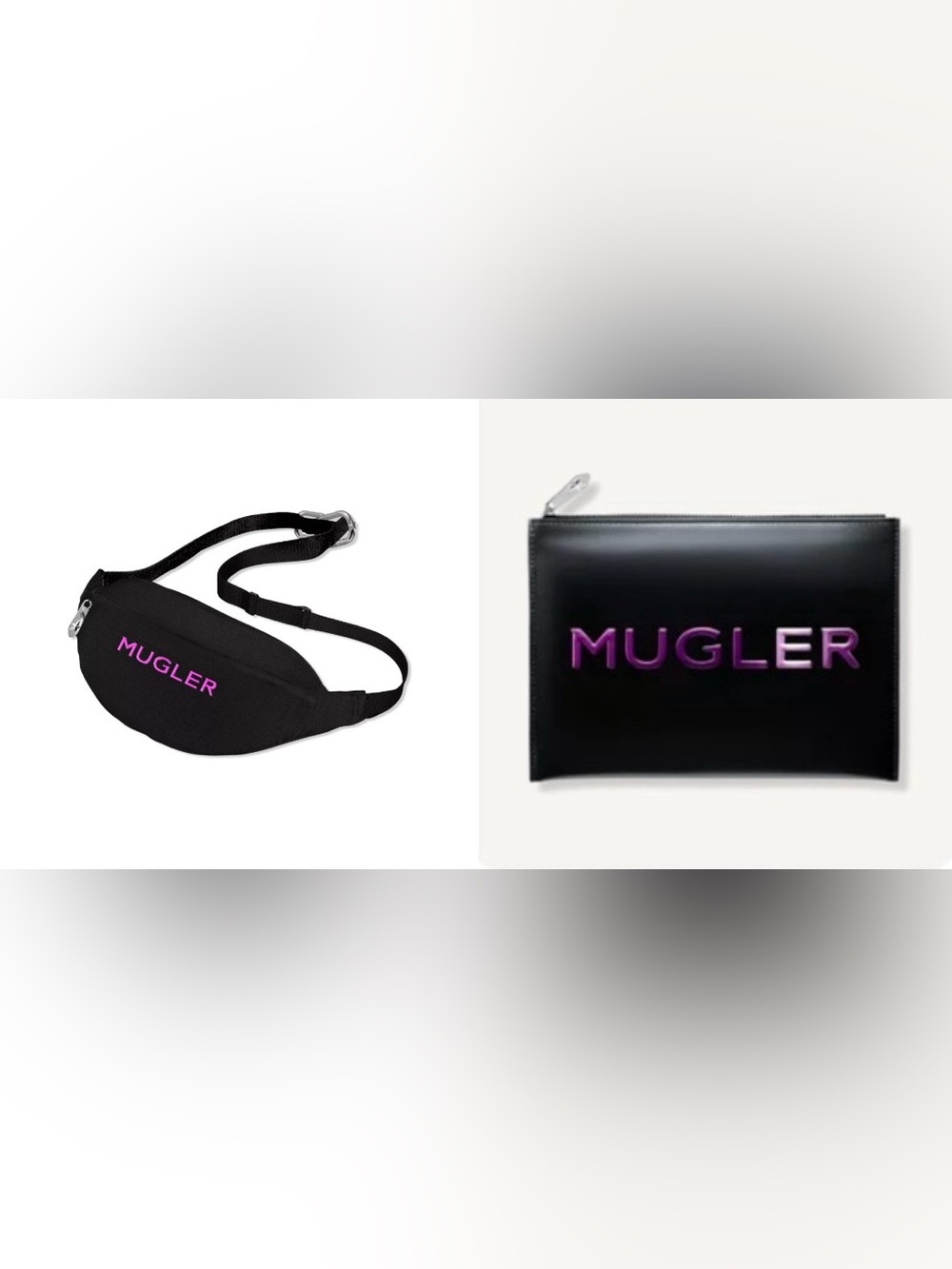 Mugler Black Fanny Pack Belt Bag + Mugler Makeup Pouch Bundle of 2 - Brand New